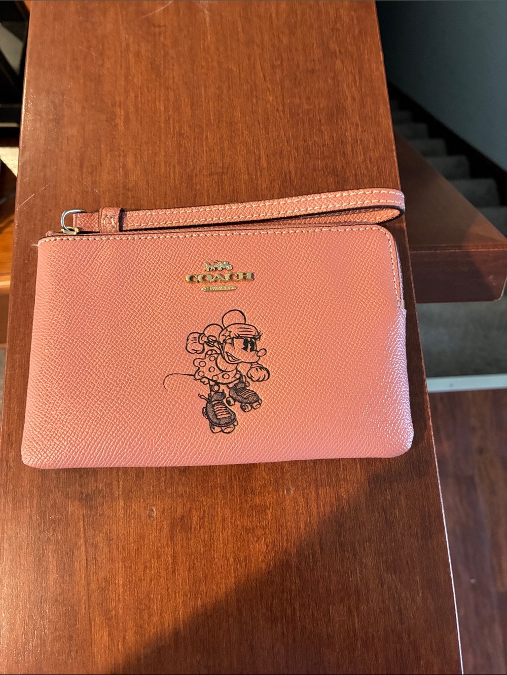 Coach Light Pink Minnie Mouse Wristlet